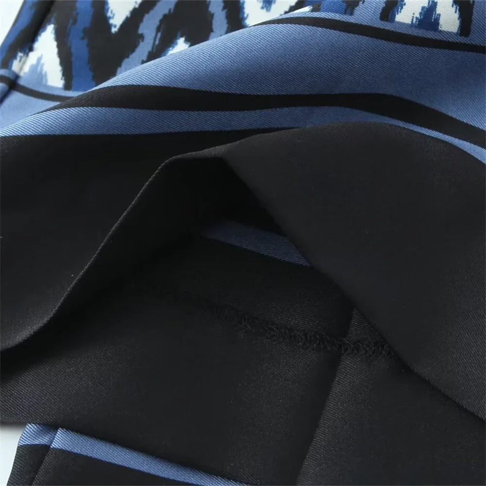 Women's Geometric Pattern Printed Shirt and Pants Set with Long Sleeve Top and Stylish Trousers