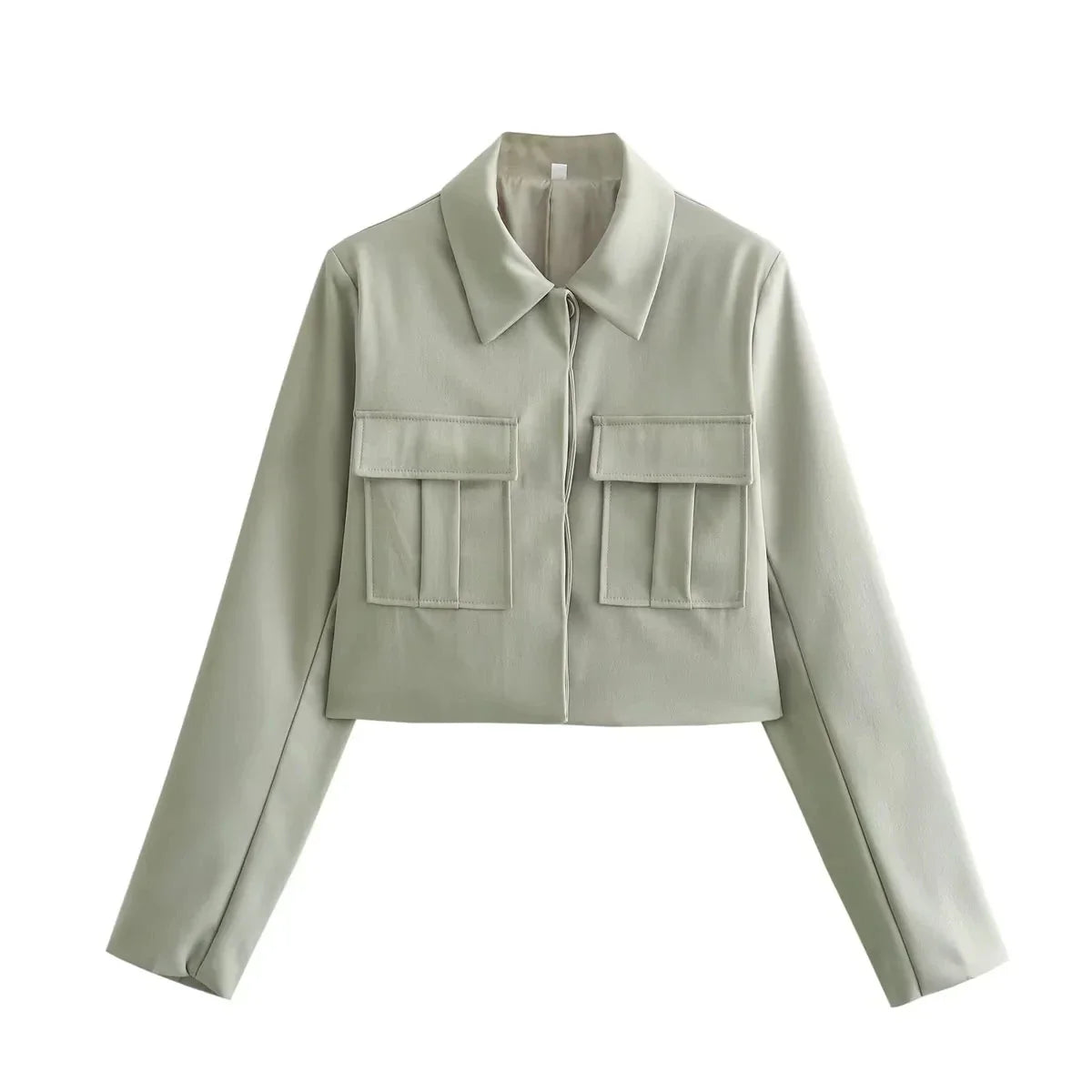 Casual Women Solid Suit Set with Pockets Turn Down Collar Short Jacket and Chic Wide Leg Pants for Spring and Summer Streetwear