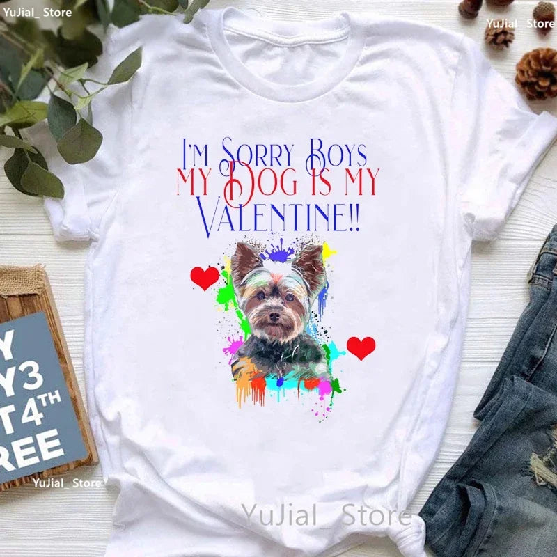 Golden Puppy Sunflower Dog Lover T Shirt for Girls Kawaii Summer Fashion Top with Pug and Yorkie Design