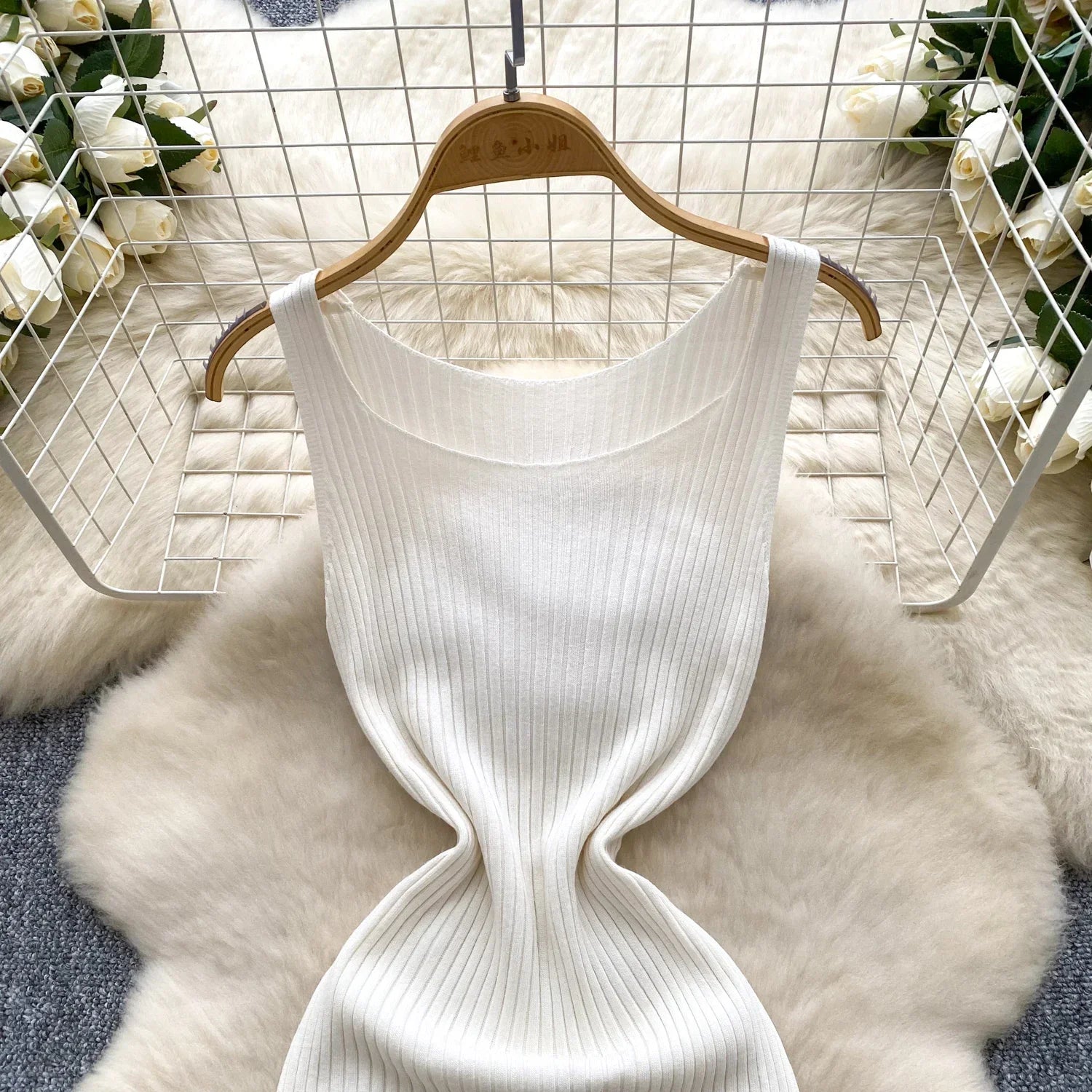 Knit Maxi Dress Women Sleeveless O Neck Bodycon Solid