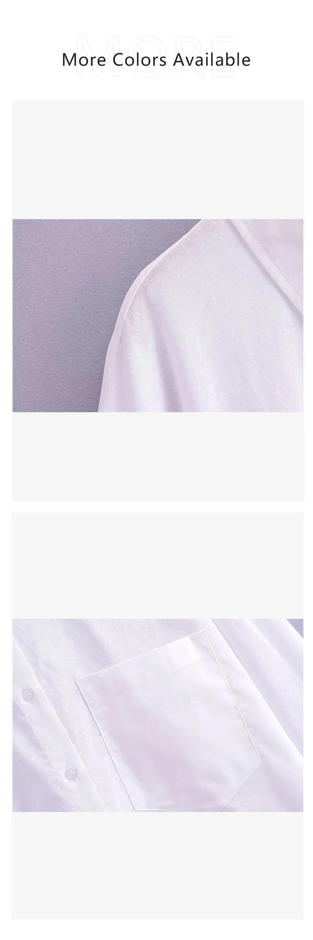 Women's White Pure Linen Long Sleeve Shirt with Pocket Detail Loose Fit Slimming Design