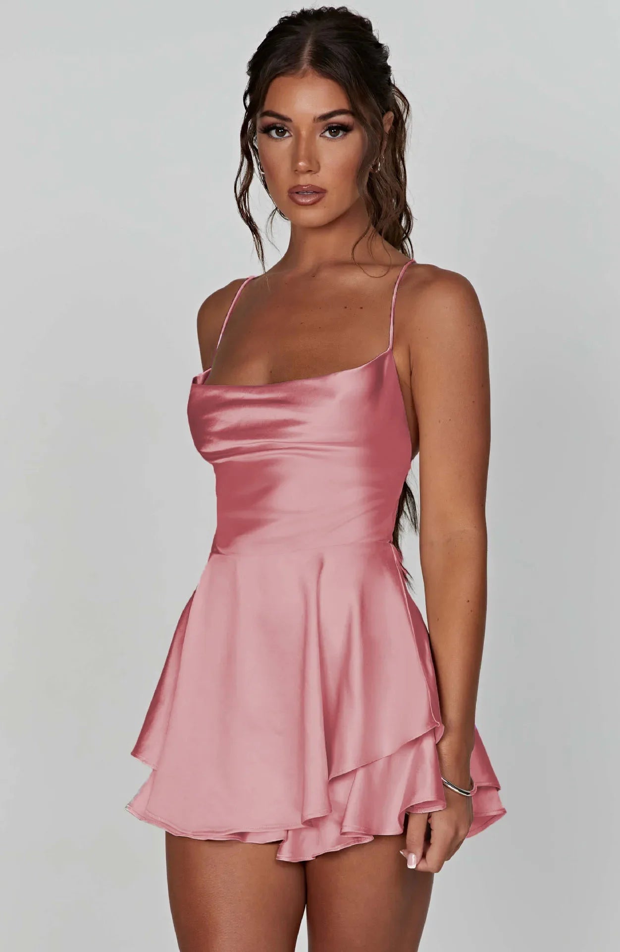 Satin Open Back Dress For Women Summer Sexy Fashion