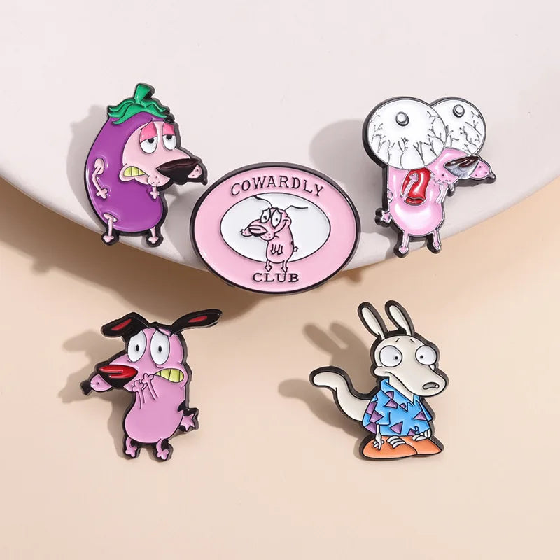 Cute Cartoon Pink Dog Enamel Pins Brooches Fashion Jewelry Accessories Gift for Kids and Friends