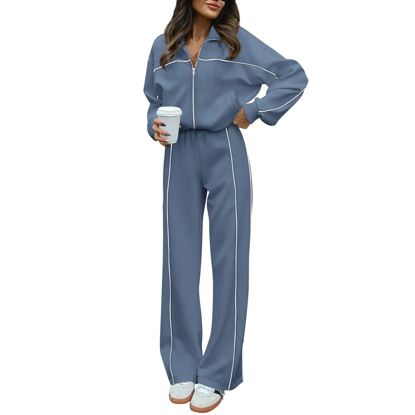 Women's Two Piece Jogger Sweatsuit Set with Long Sleeve Sweatshirt and Jogger Pants