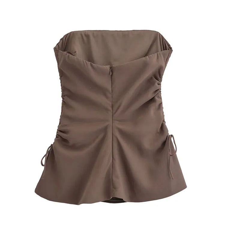 Flowing Two Piece Outfit for Women with Strapless Top and Drawstring Trousers