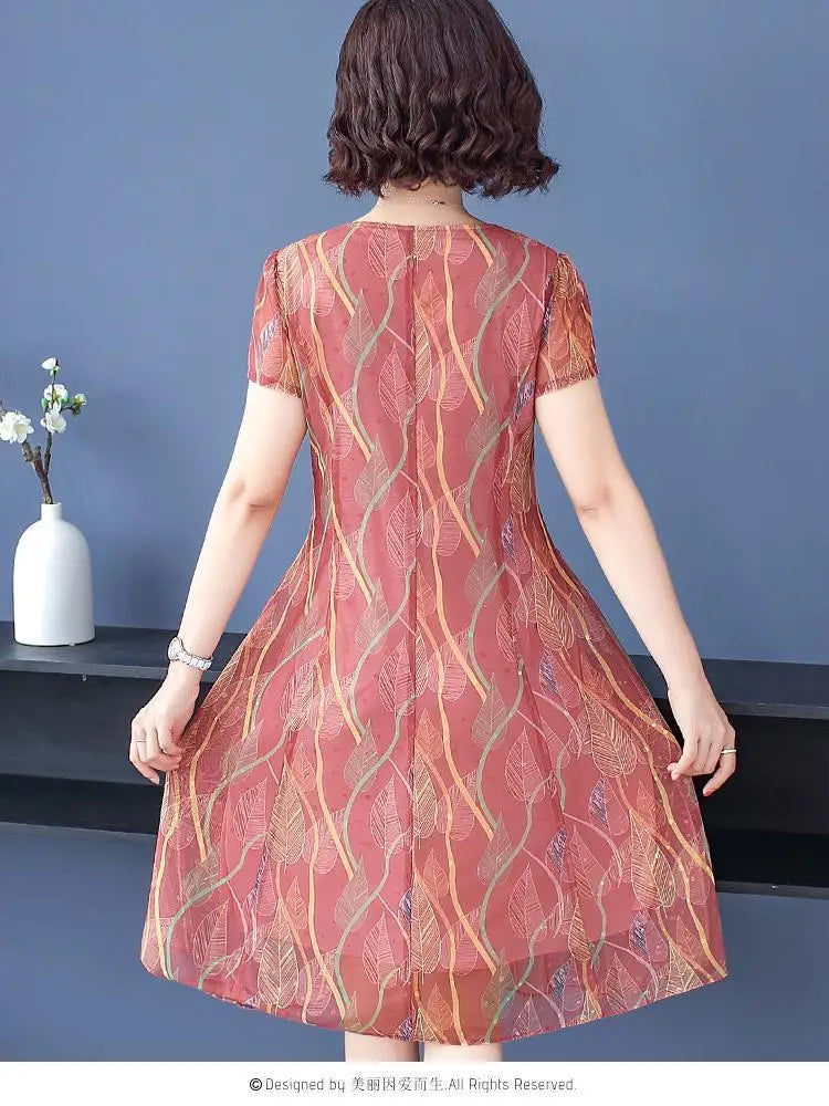 Casual V Neck Midi Dress For Women Chiffon A Line Summer