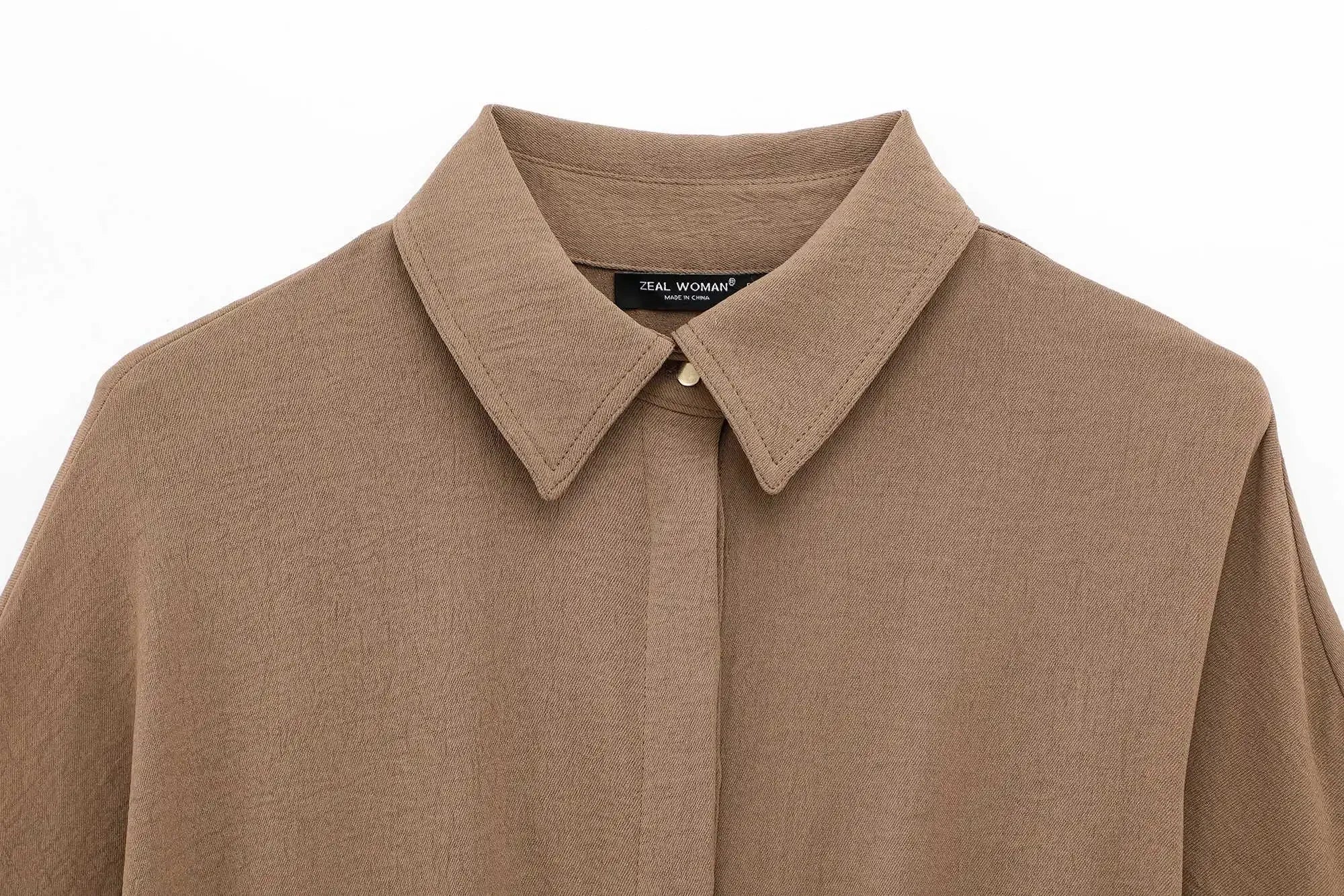 Women's Lace Up Kimono Shirt Top and Elastic Waist Wide Leg Trousers Two Piece Set