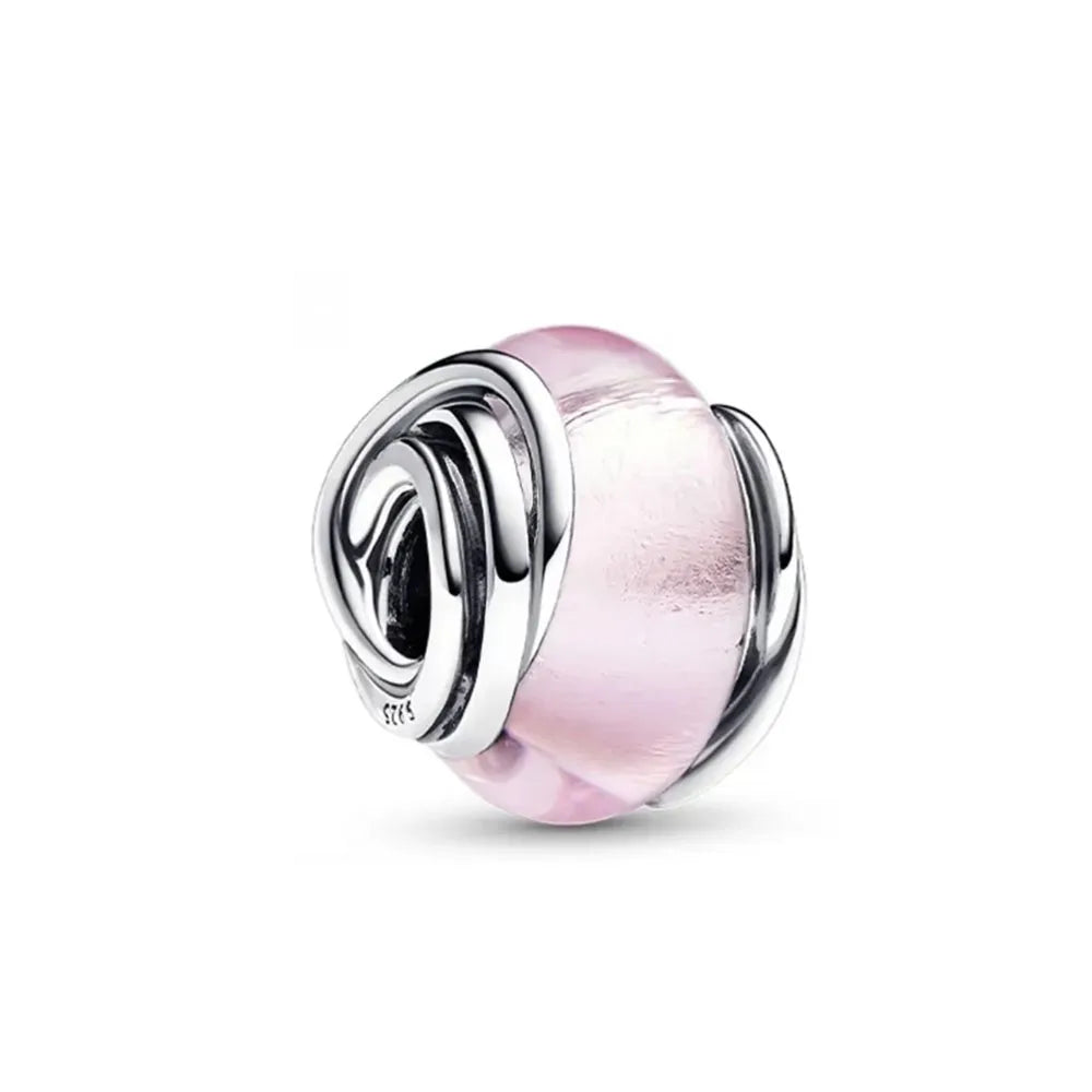 Pink Flower Caterpillar DIY 925 Sterling Silver Bead for Bracelet Bangle Jewelry Accessories