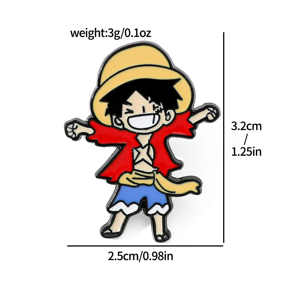 5 Pcs Cartoon Monkey Enamel Pin Set Featuring Luffy and Tony Chopper Brooches for Backpack Accessories