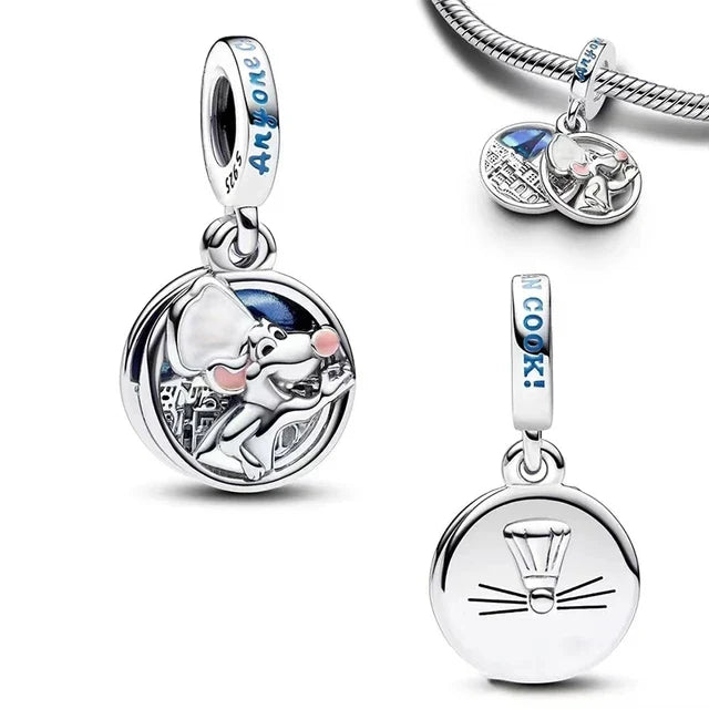 Mickey Mouse Minnie Mouse Sterling Silver Charm Beads for Bracelets