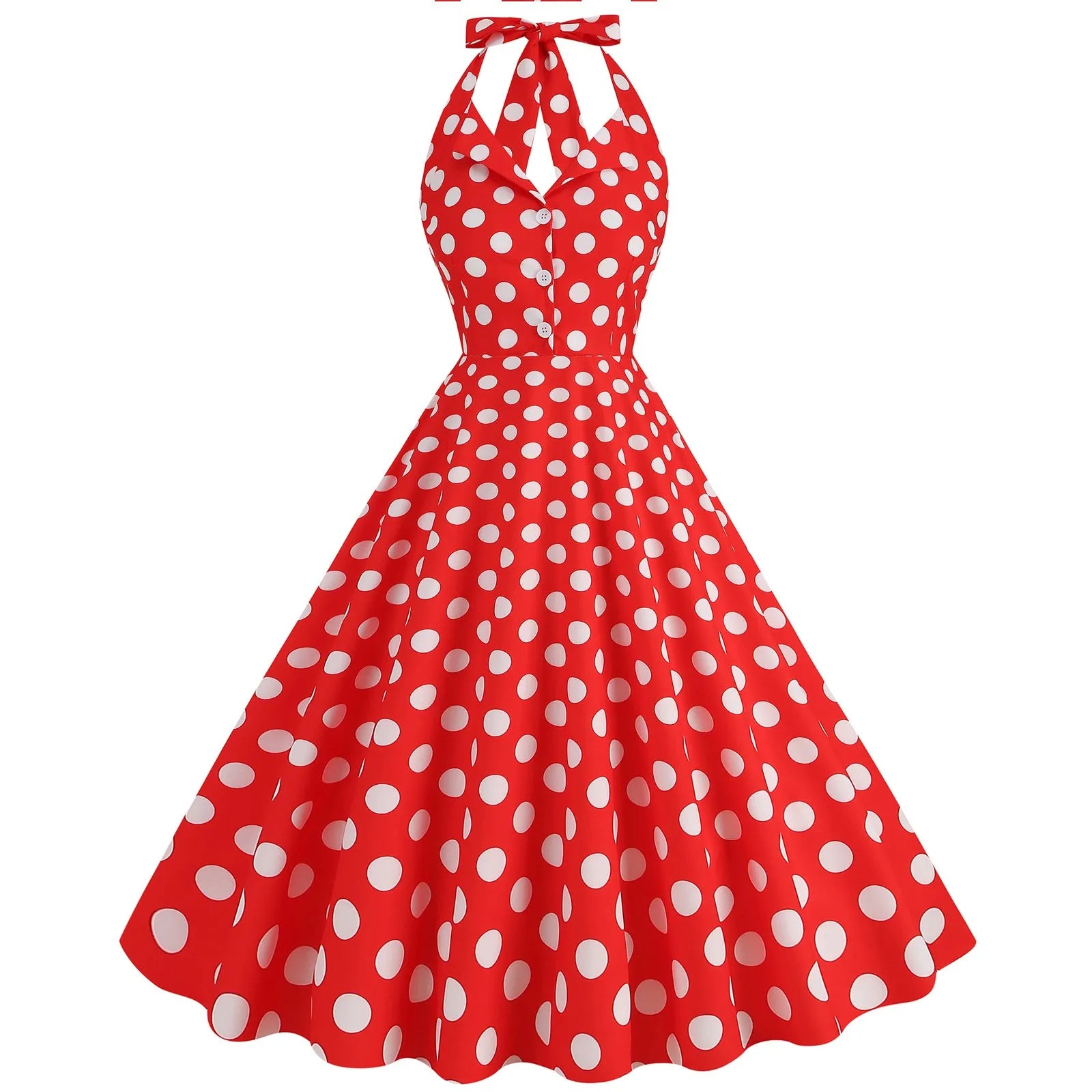 Retro Polka Dot Lace Up Backless Dress With Swing Puff