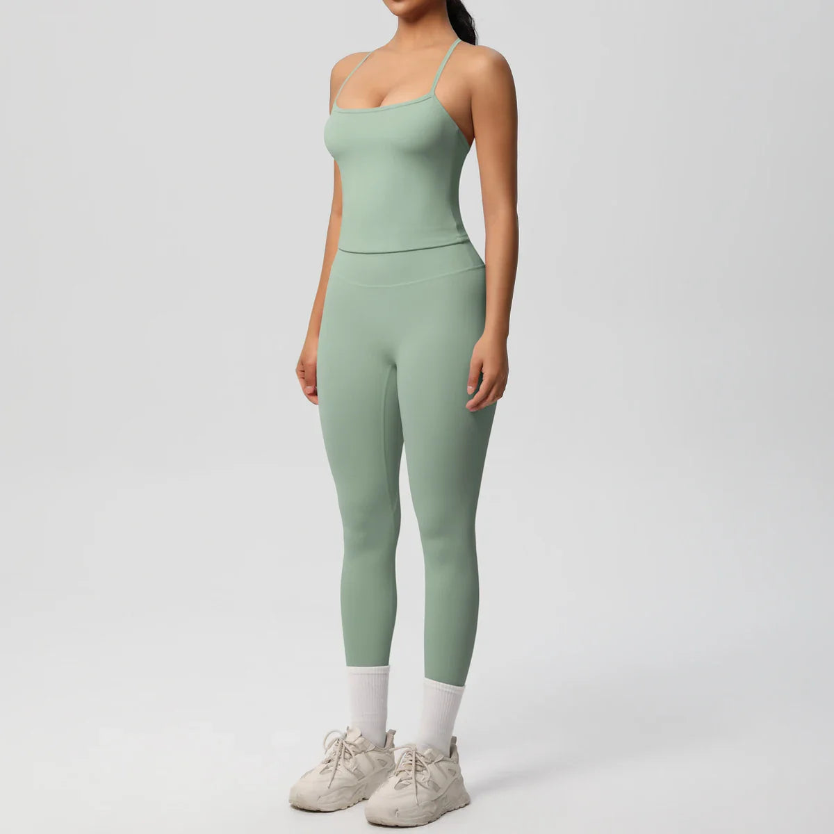 2PCS Nude Feeling Women's Yoga Set with Sports Bra and Leggings for Gym Fitness and Running