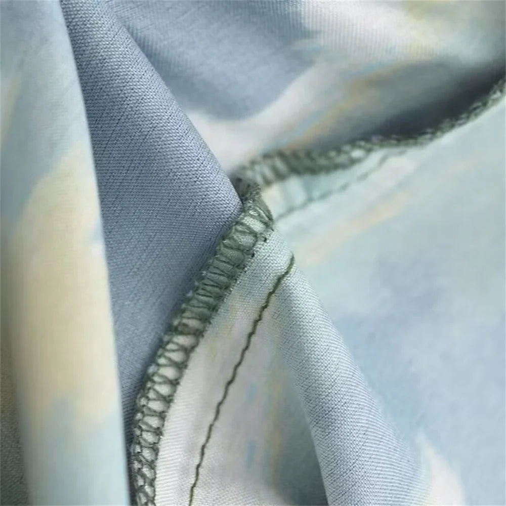 Women's Printed Shirt and Scarf Printed Pants Set for Spring and Summer Fashion