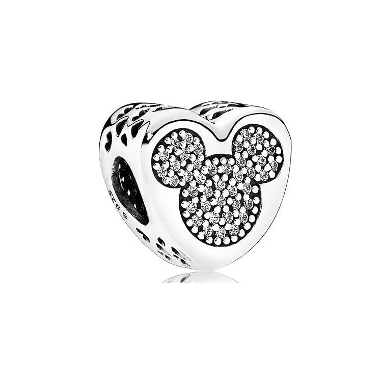 Disney 925 Sterling Silver DIY Charm Compatible With 3mm Bracelets Featuring Mickey Mouse Ferris Wheel And Suitcase Designs
