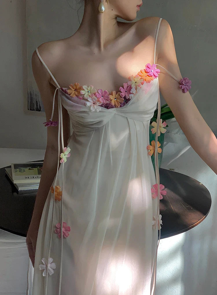 Boho Flower Maxi Dress Spaghetti Strap Beach Party