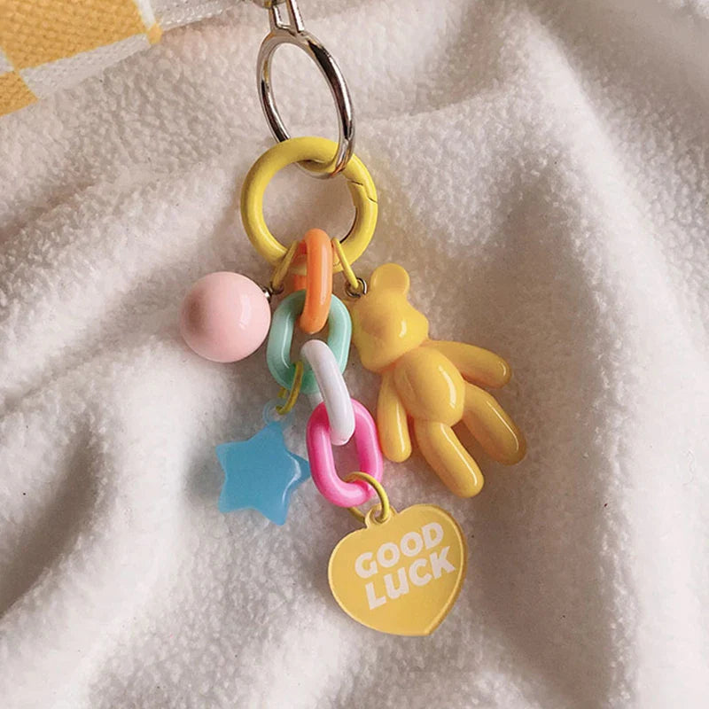 Colorful Bear Keychain Cute Anime Bag Decoration Pendant for Women and Girls
