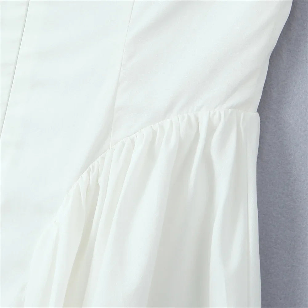 White Halter Neck Maxi Dress Sleeveless Open Back For Women