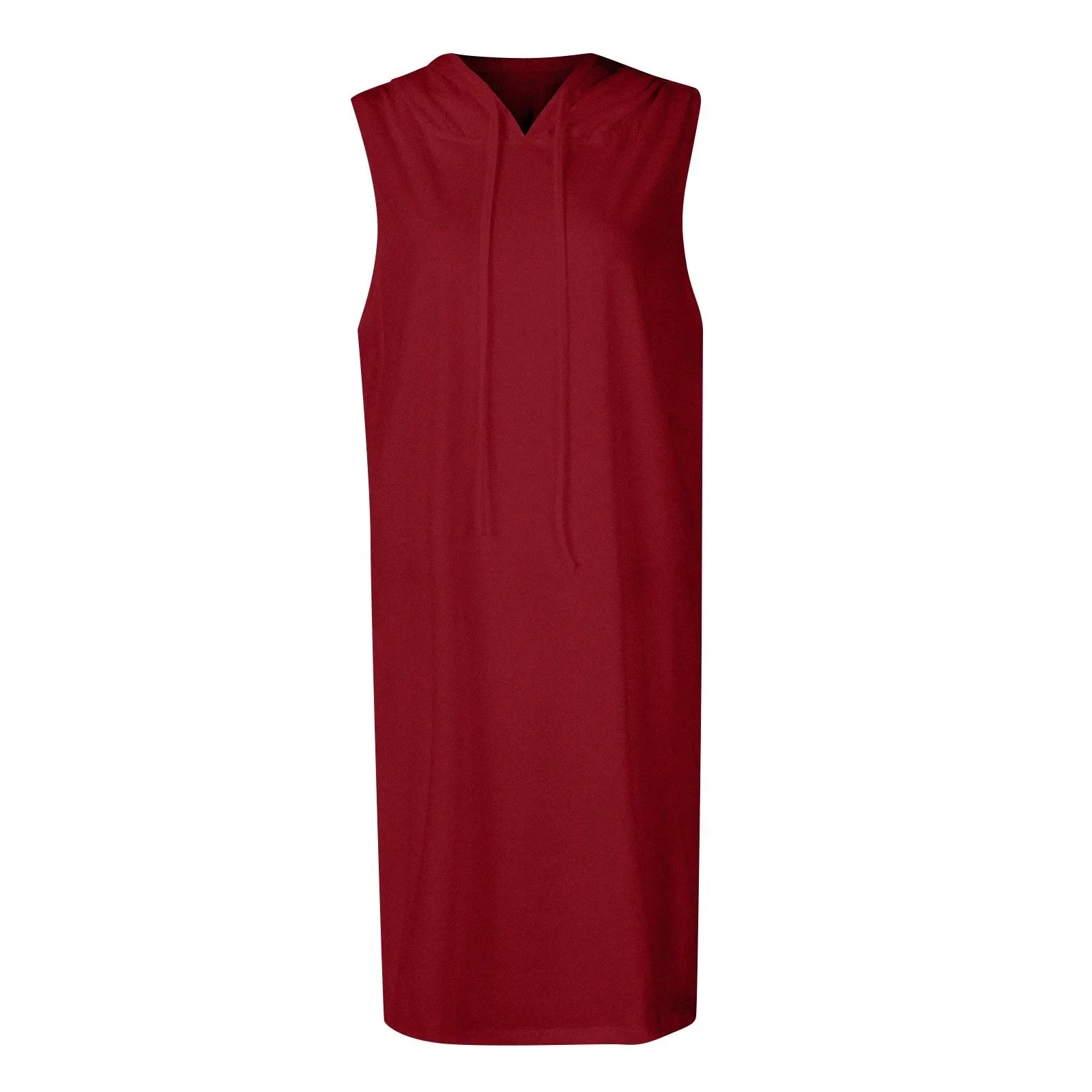 Womens Sleeveless Hoodie Dress With Drawstring Streetwear