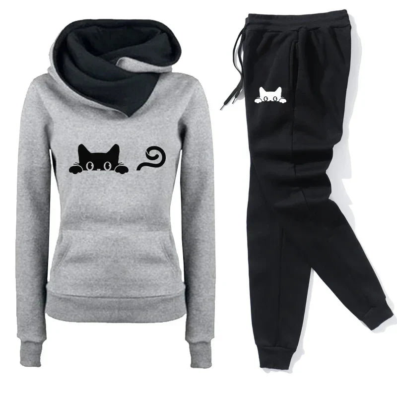 Casual Women's Long Sleeve Tracksuit Hoodie and Sweatpants Set Comfortable Single Piece Jogging Sportswear for Outdoor and Daily Wear
