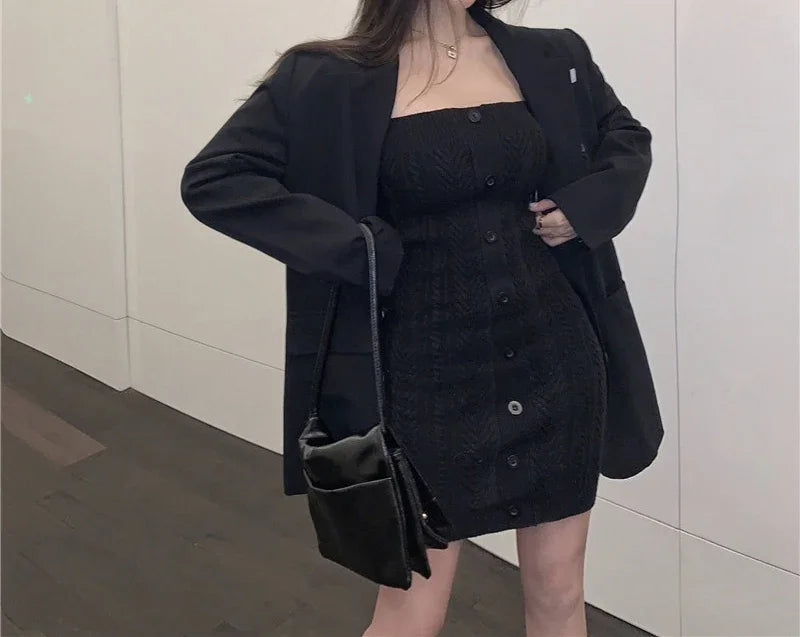 Off Shoulder Bodycon Dress Knit Ribbed Summer Streetwear