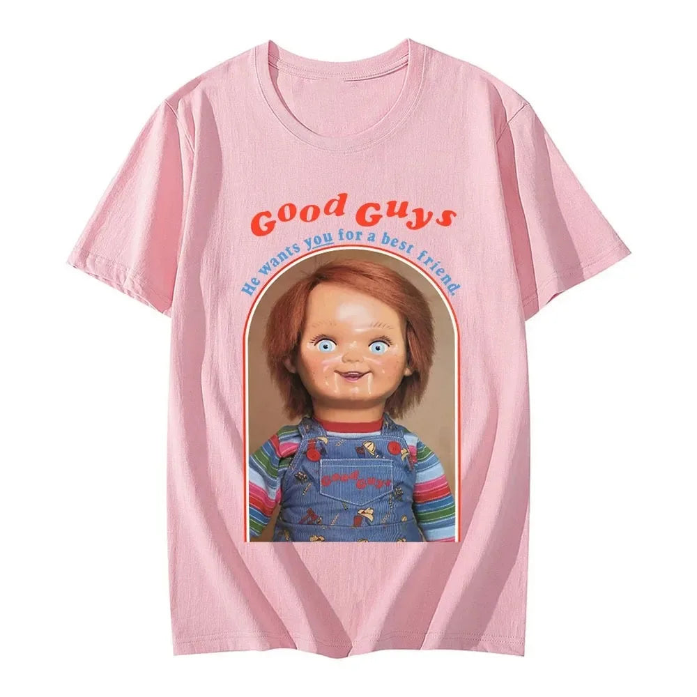 Chucky Graphic Print Cotton T-Shirt for Women Casual Short Sleeves Harajuku Unisex Tee