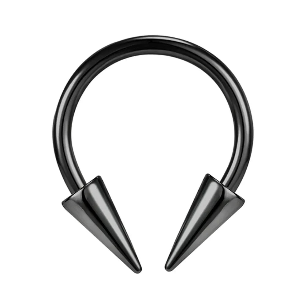 Spike Septum Ring 16G Surgical Steel Piercing Jewelry Vertical Snake Bite Lip Ring for Men and Women 8mm or 10mm