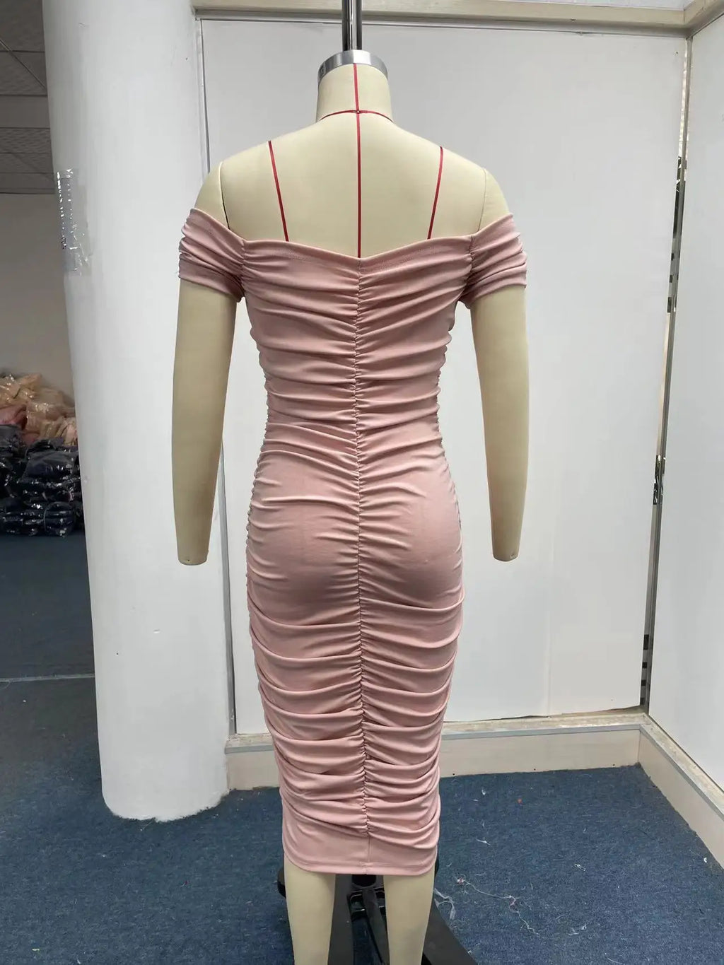 One Shoulder Pleated Dress in Solid Color for Summer