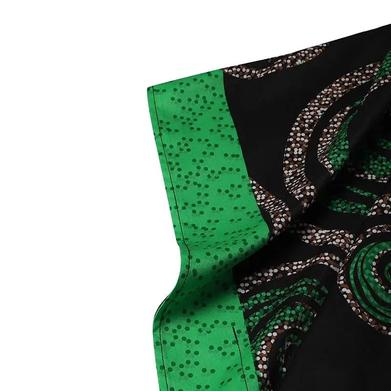 Bohemian Maxi Dress With Printed V Neck Bat Sleeve Casual