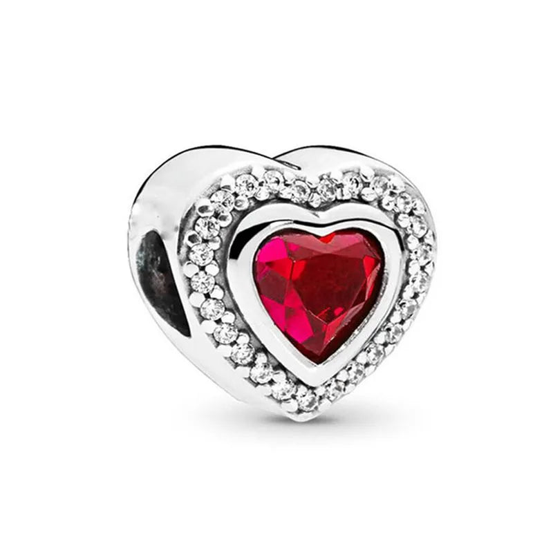 Valentine's Day Red Apple Dangle Charm Bead in 925 Sterling Silver for Women's Heart Bracelet Jewelry