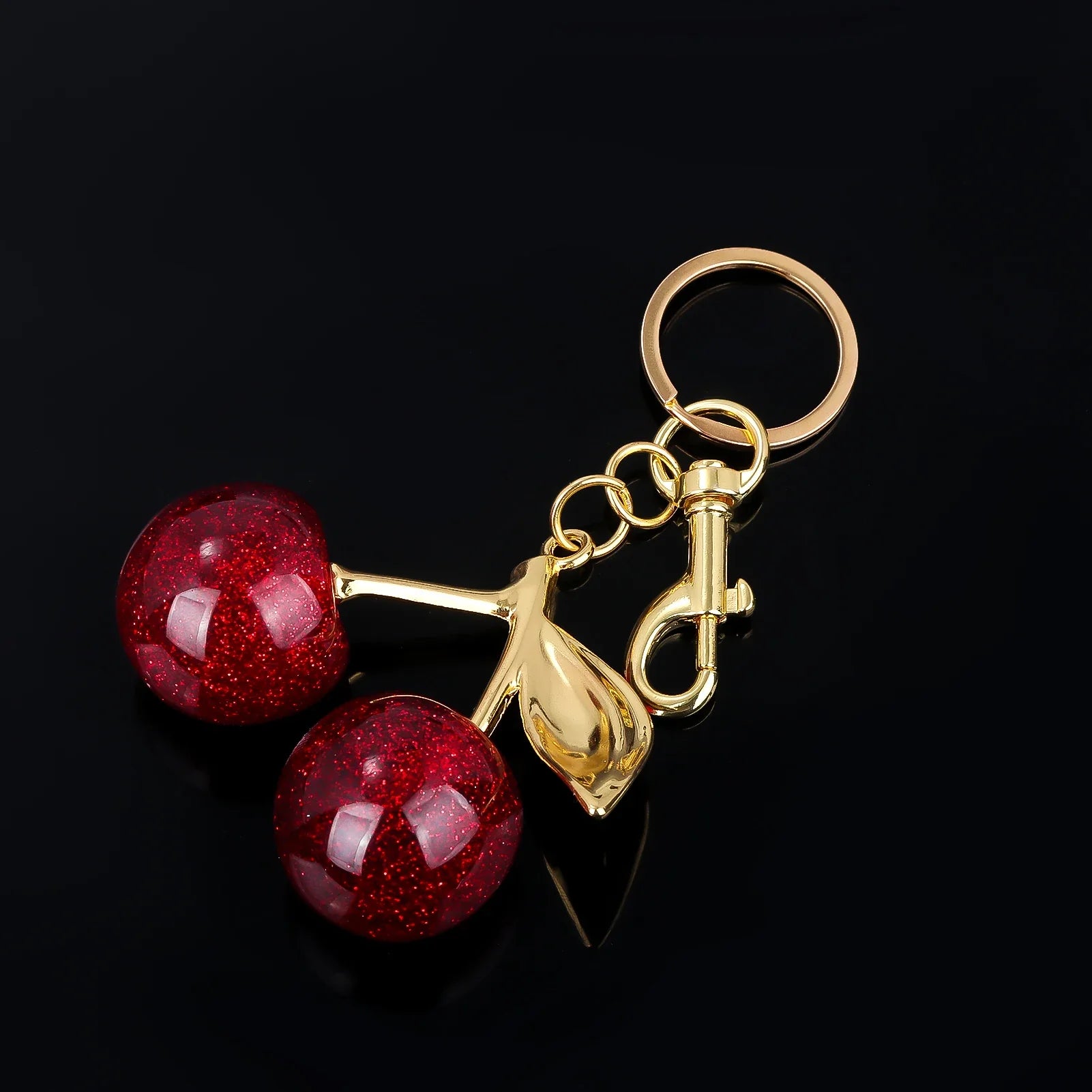 Red Cherry Keychain Summer Fruit Pendant Keyring for Women and Men Jewelry Bag Accessory Gift