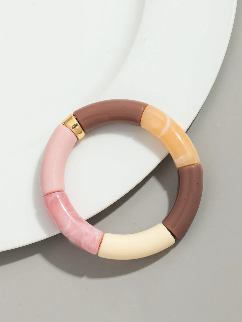 Boho Chunky Bamboo Stackable Bracelet for Women with Colorful Tube Beads and Elastic Design