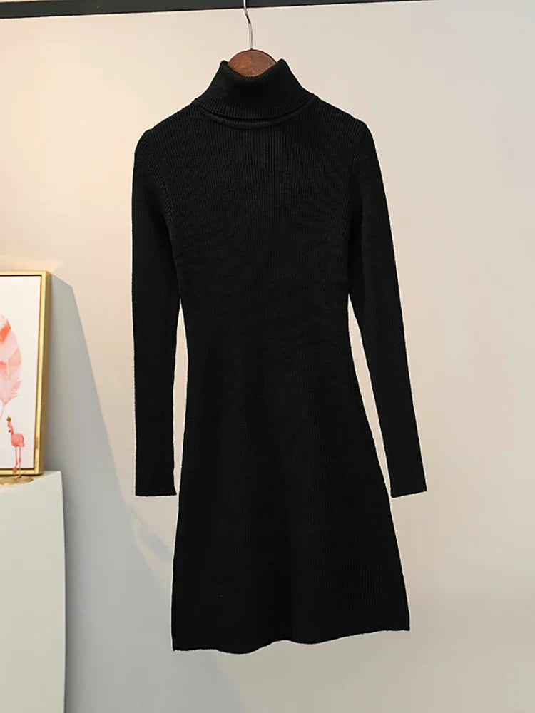 Vintage Knit Dress Women Long Sleeve Bodycon Party Wear