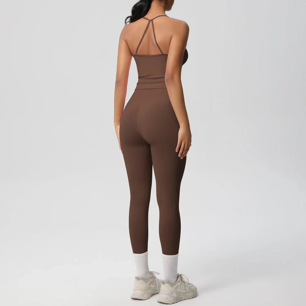 2PCS Nude Feeling Women's Yoga Set with Sports Bra and Leggings for Gym Fitness and Running