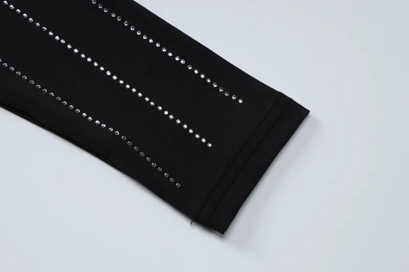 Sequined Bodycon Black Midi Dress Turtleneck Long Sleeve