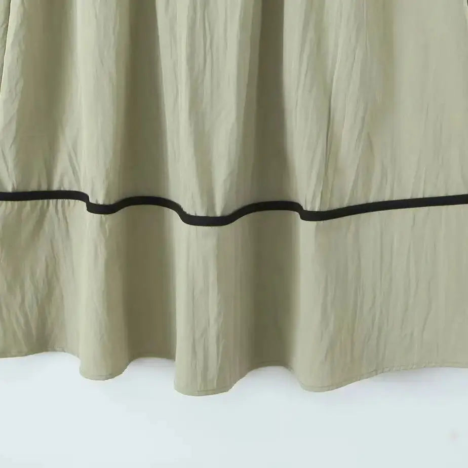 Hollow Out Spaghetti Strap Midi Dress High Waist A Line