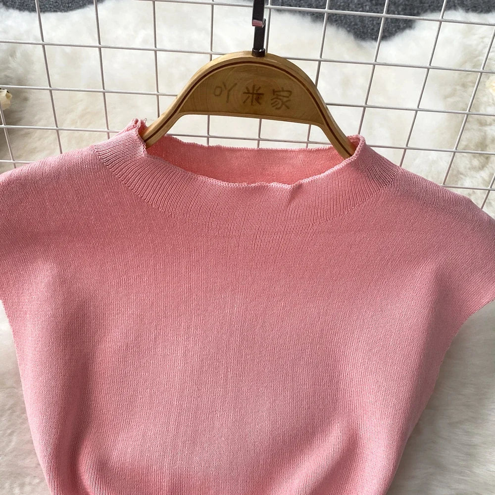 Pink Backless Summer Knit Bodycon Beach Dress for Women