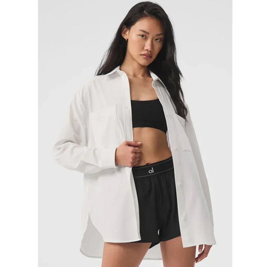 Ladies Dream Button Front Long Sleeve Loose Blouse Breathable Casual Outdoor Shirt with Comfortable Fit