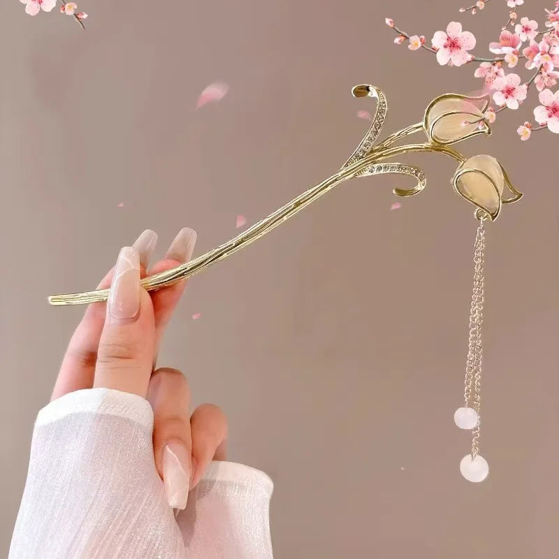 Romantic Chinese Style Hairpin Jewelry Accessory for Women and Girls Daily Wear