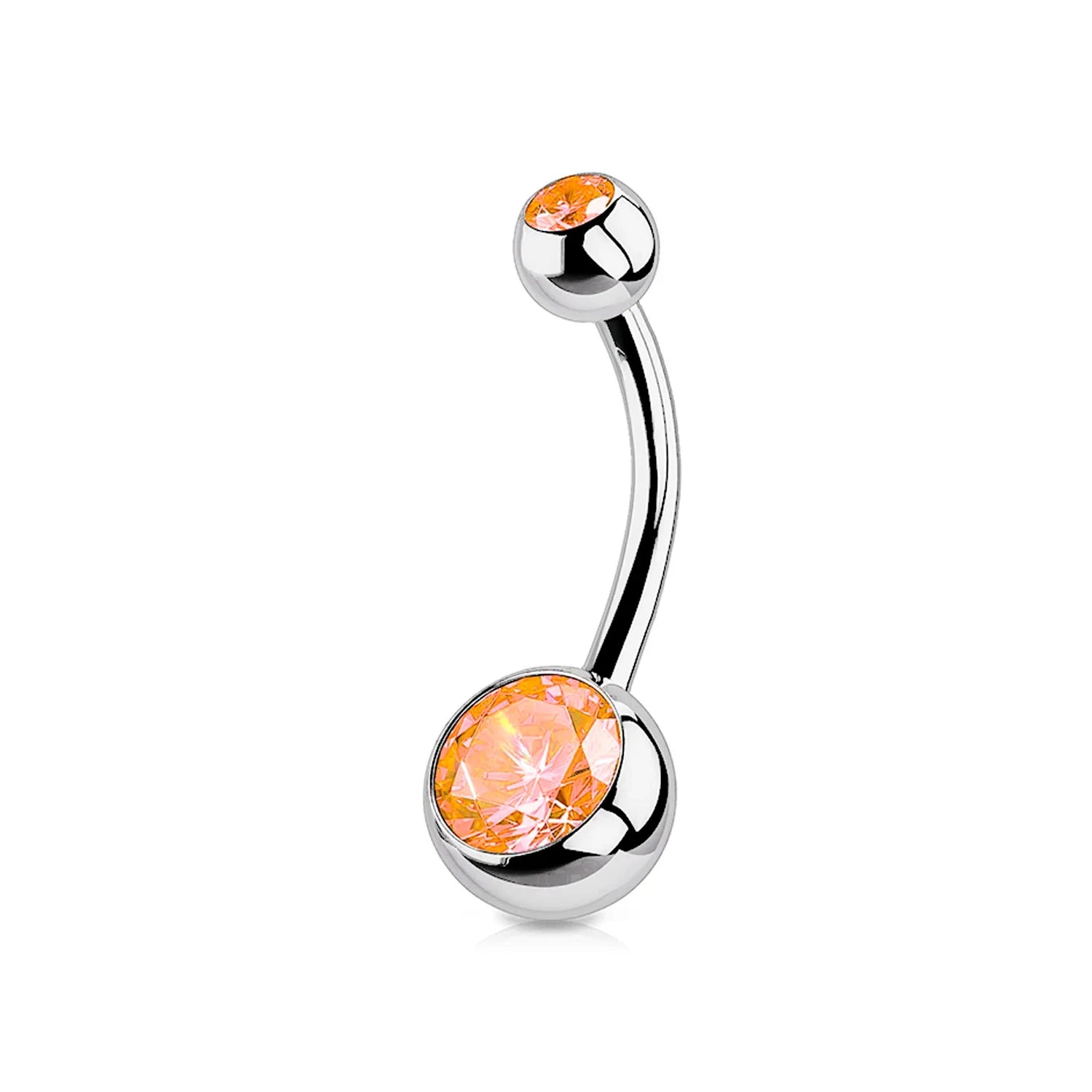 G23 Titanium Crystal Gem Curved Barbell Belly Button Rings for Navel Piercings