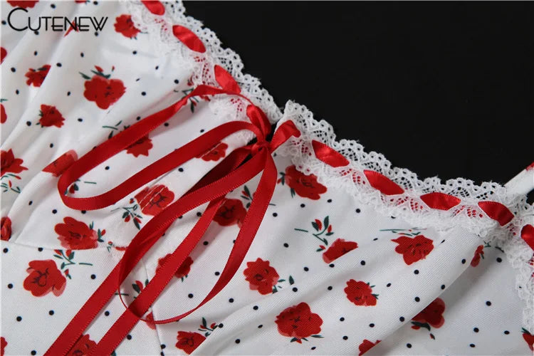 Rose Print Maxi Dress for Women Summer Bodycon Style