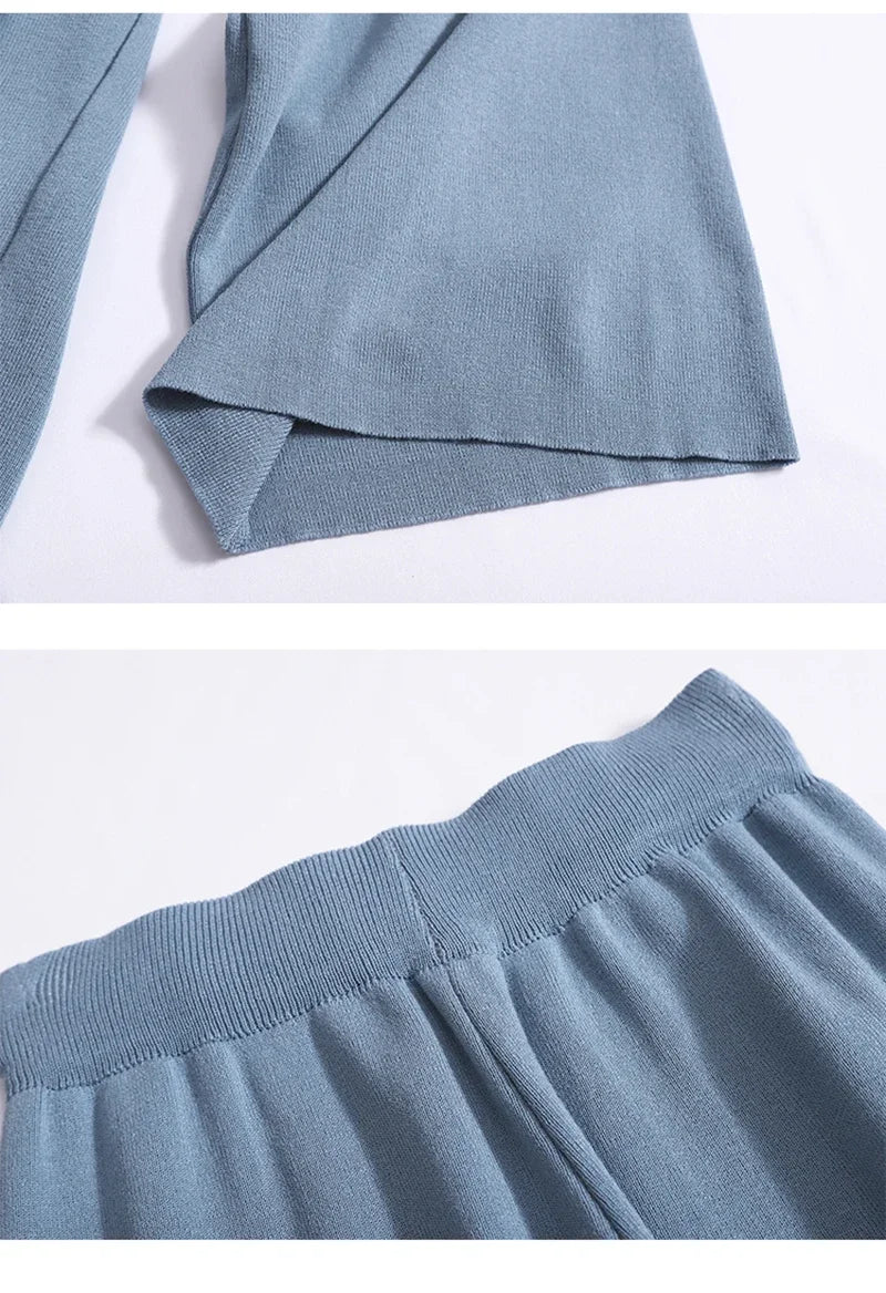 Women Casual Summer V-Neck Striped Tank Top and High Waist Wide Leg Pants Set