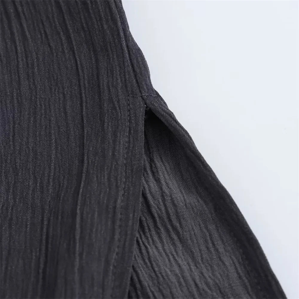 Women's Fashion Casual V-neck Long Sleeve Lace Coat and Wide Leg Pants Set