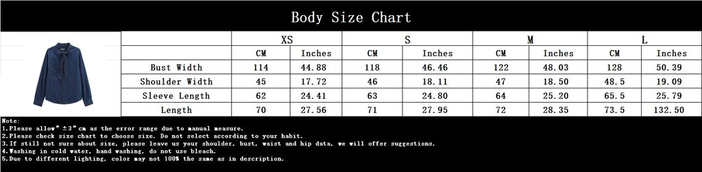 Women's Elegant Denim Shirt with Bowtie Single Breasted Casual Streetwear Autumn Winter Fashion Solid Button-Up
