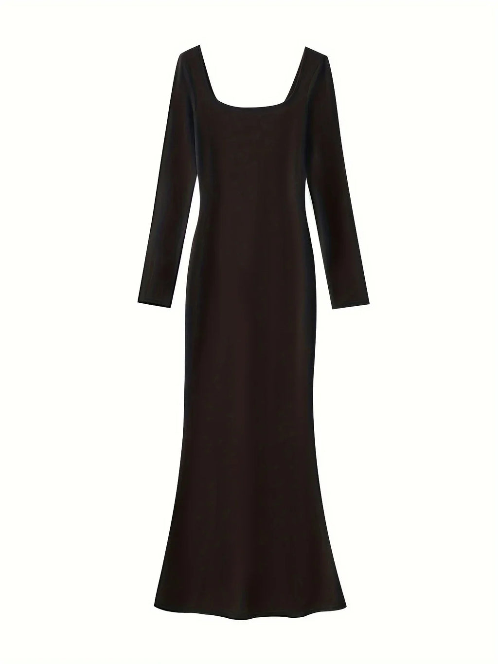 Ribbed Knit Long Sleeve Maxi Dress Slim Fit Bodycon