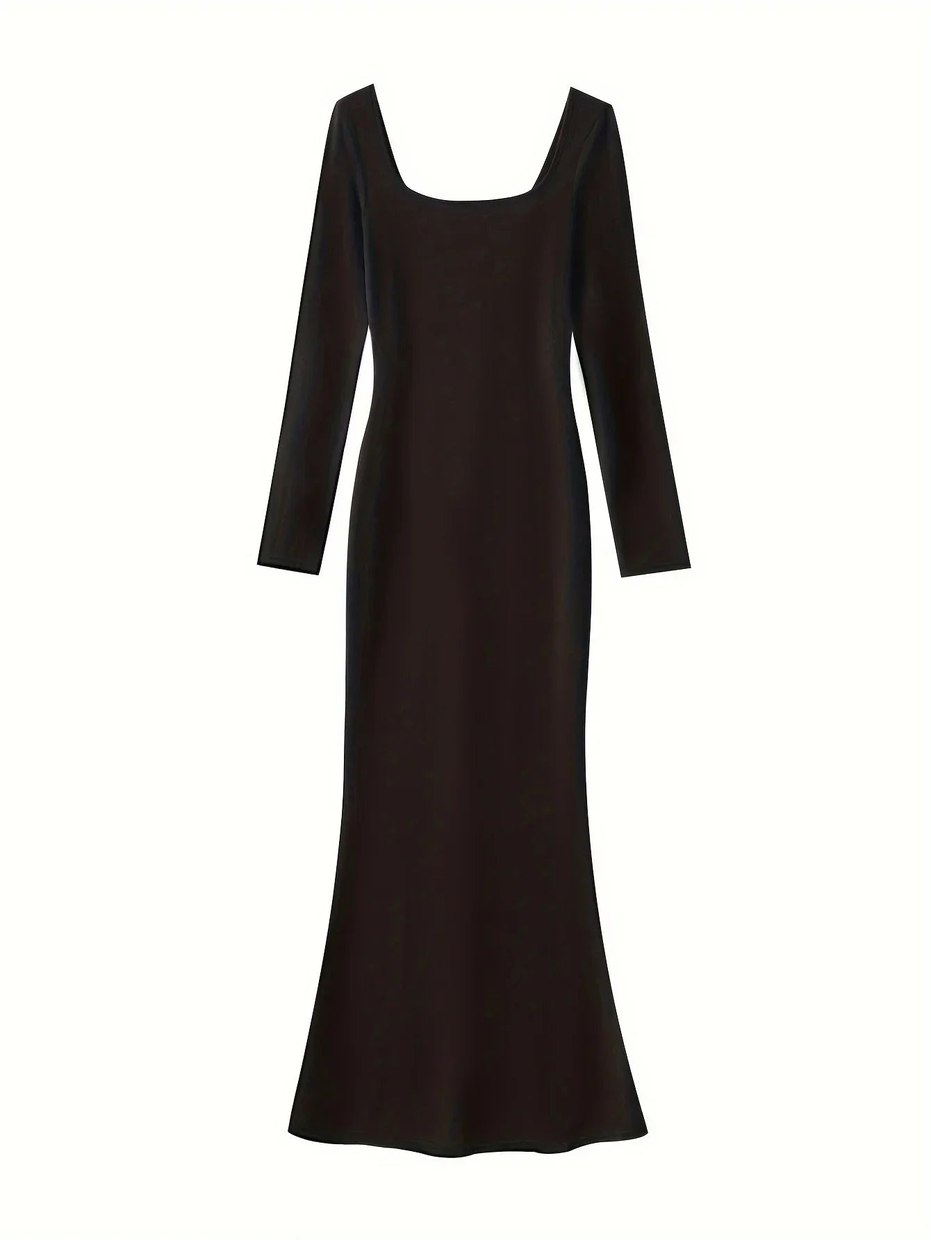 Ribbed Knit Long Sleeve Maxi Dress Slim Fit Bodycon