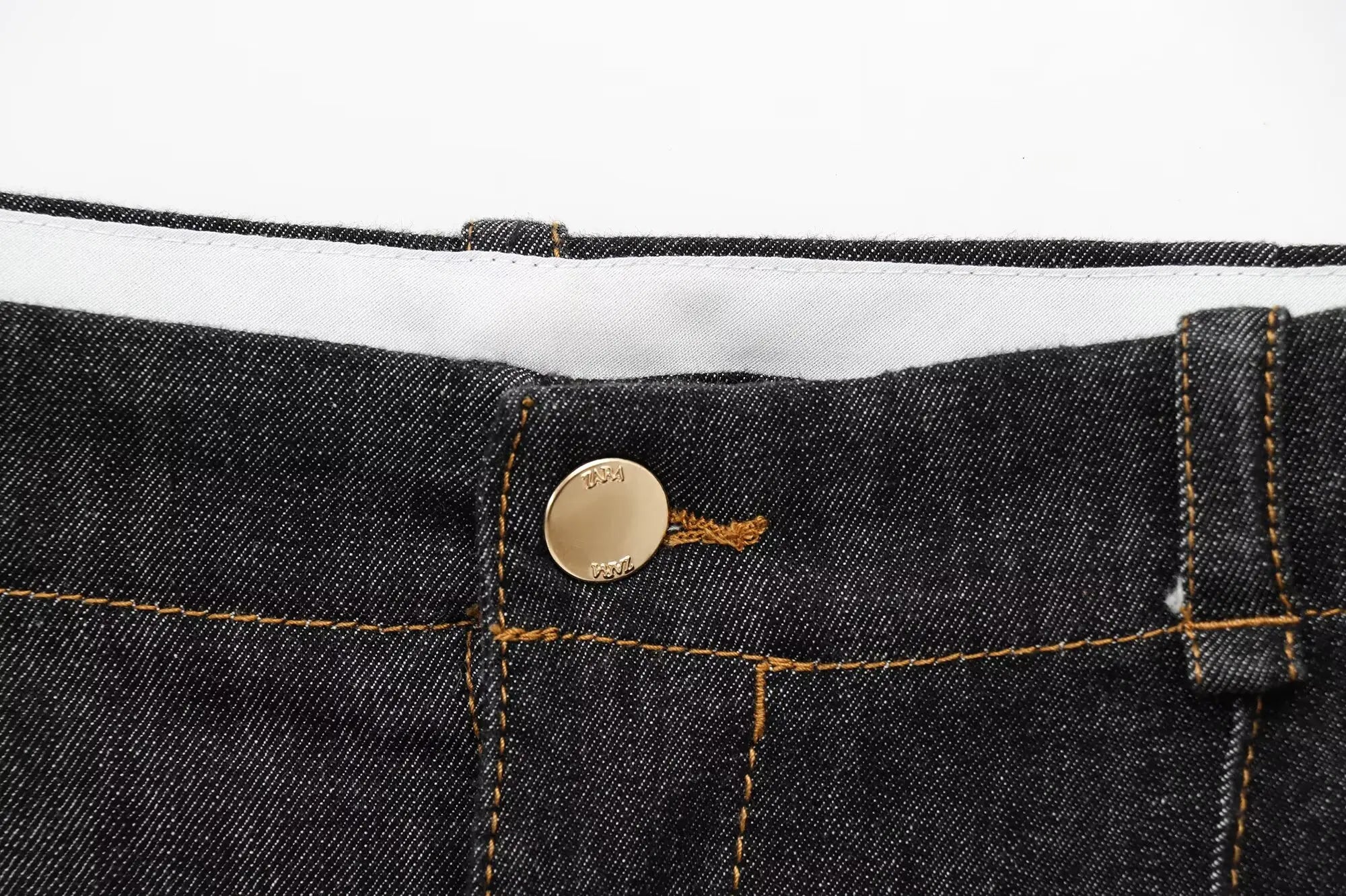 Women Black Denim Pants Set with Fitted Shirt and Patch Pockets Straight Leg Jeans Suit