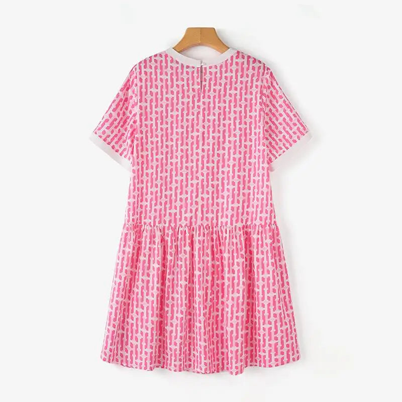 Boho Printed Sundress Knee Length Short Sleeve Dress