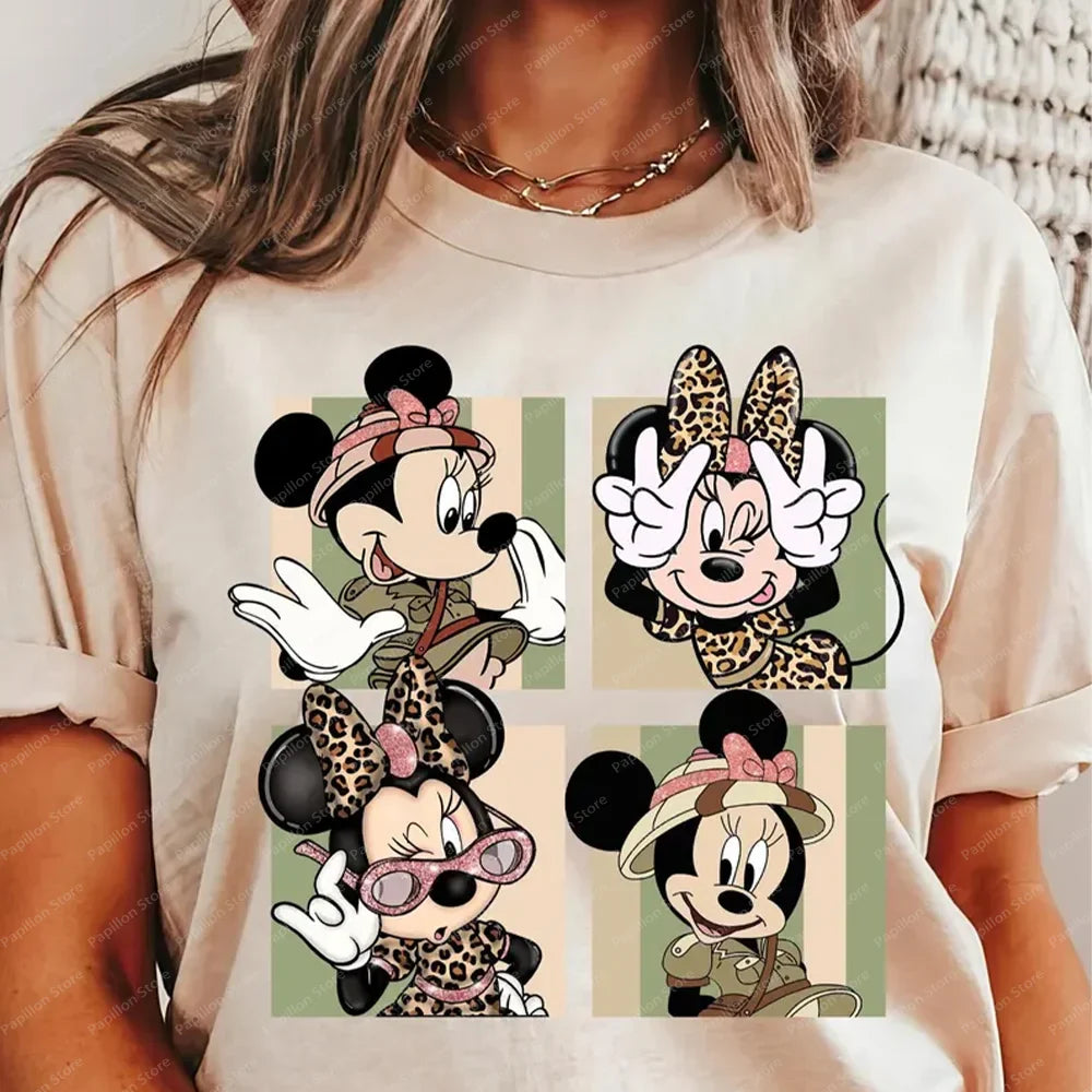 Disney Animal Kingdom Safari T Shirt Featuring Mickey Mouse Friends Cotton Vintage Tee for Girls and Women