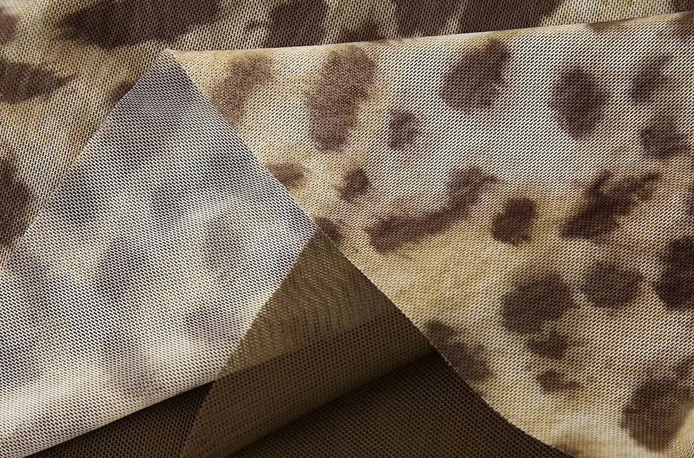 Strapless Leopard Print Tulle Draped Bustier Top with High Waist Long Skirt Two-Piece Set for Women Sexy Evening Outfit