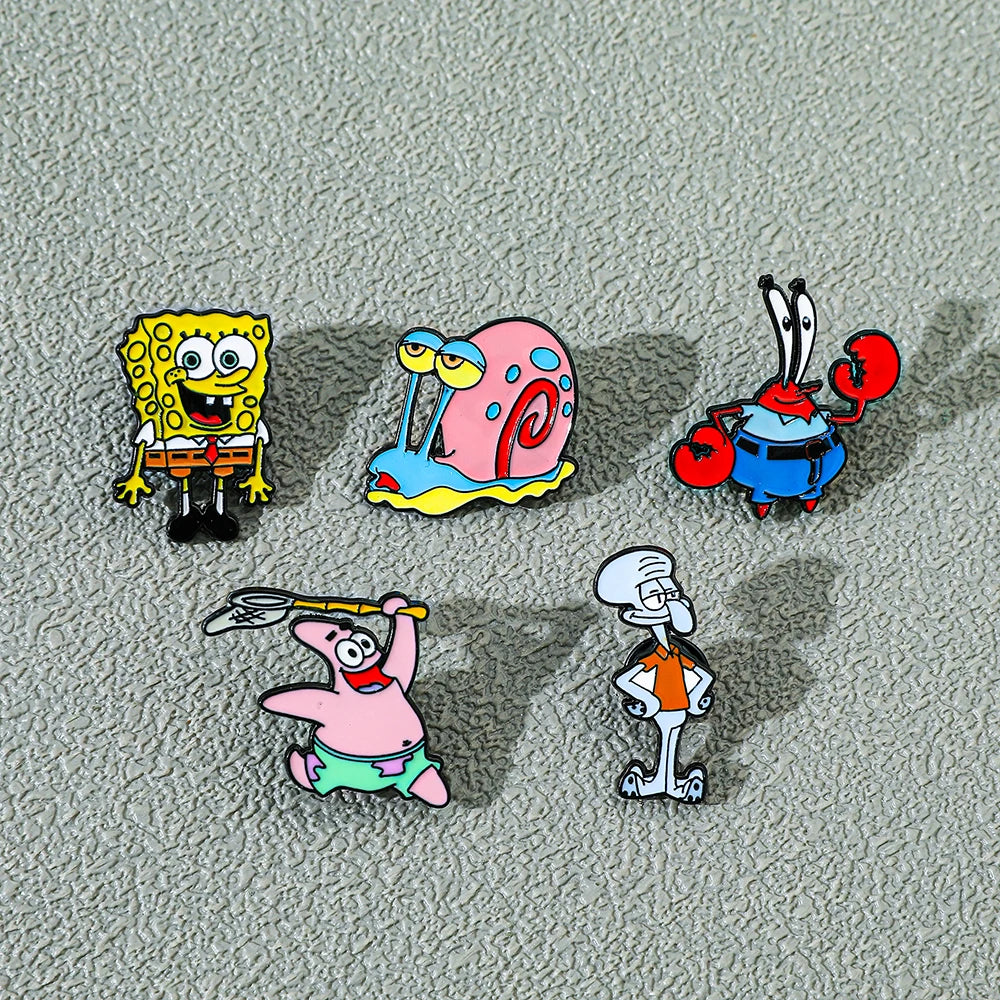 5 Pcs Cute Anime Enamel Pins Funny Gary the Snail Brooches for Clothing and Backpack Accessories Gift